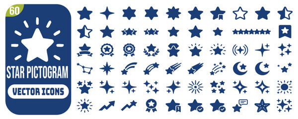 Star icon set. Contain icons related to Containing star, sparkle, favorite, shine, award, starfish, review, shooting star, and more. Editable stroke. Vector illustration. © Sharea