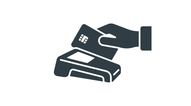 Hand Holding Credit Card Reader Machine.
