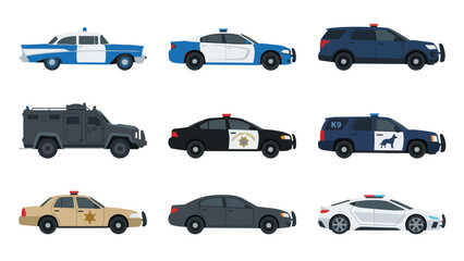 Variety of police cars and law enforcement patrol vehicles © rama coloring studio