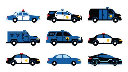 Police cars and law enforcement vehicle collection in flat style © rama coloring studio