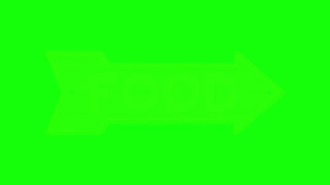 Food Arrow Sign Animation on Green Screen &ndash; Restaurant Direction Pointer Icon 4K Chroma Key Loop