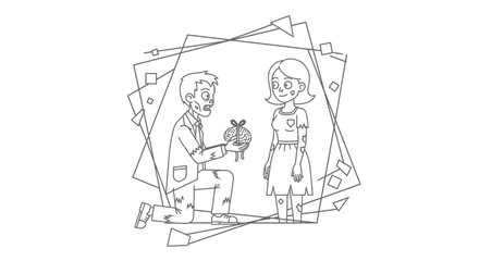 Obraz premium Zombie Couple Proposal with Brain Gift