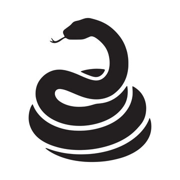 Coiled snake silhouette on a white background a simple graphic design