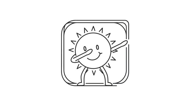 Happy Cartoon Sun Character Dabbing in a Square Frame