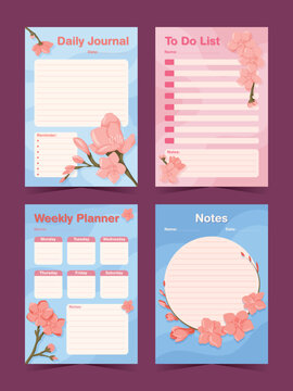 Pastel floral planner and to-do sheets set