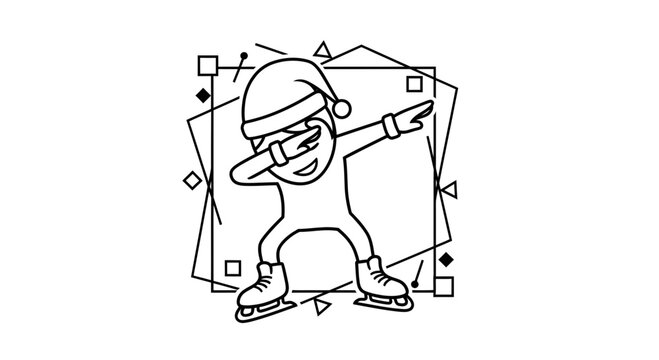 Ice Skating Christmas Character Dab Pose