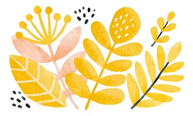 Fototapeta premium Isolated clipart image of watercolor gouache linocut boho oil painted Mediterranean watercolor Mediterranean yellow pattern vecto