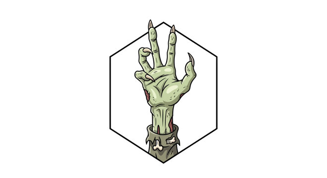 Zombie Hand Rising from Grave, Halloween Horror, Spooky Icon
