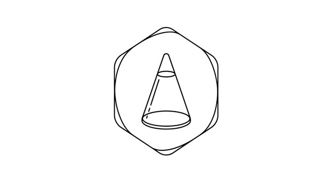 Abstract Geometric Cone Icon with Hexagon Frame