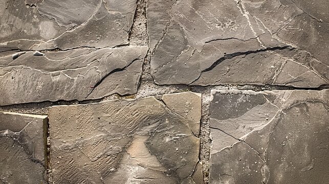 Worn flagstone cleavage lines close up