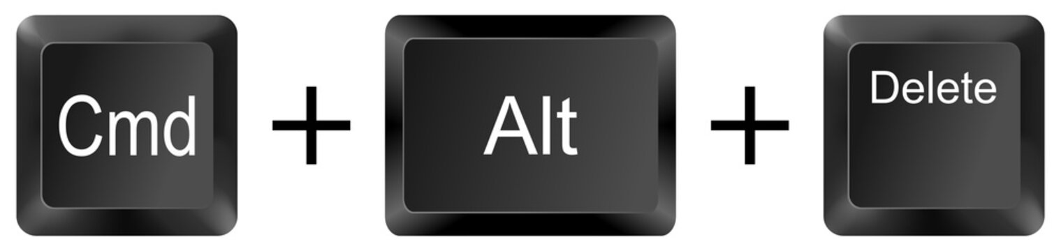 command alt delete computer keyboard shortcut key button 3d icon symbol sign isolated on white background