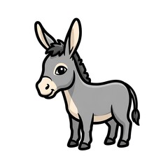 Fototapeta premium Cute cartoon donkey standing on white background.