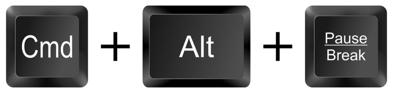 command alt pause break computer keyboard shortcut key button 3d icon symbol sign isolated on white background