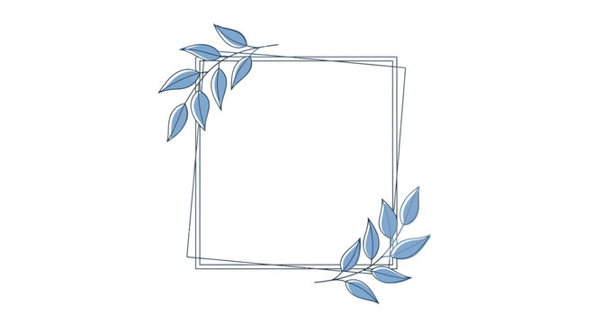 blue leaves frame, empty decorative border
