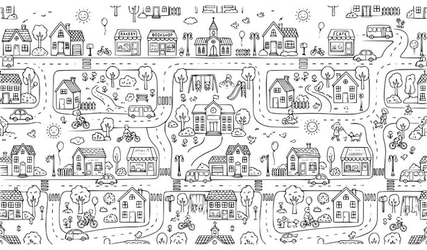set of hand drawn illustrations of houses