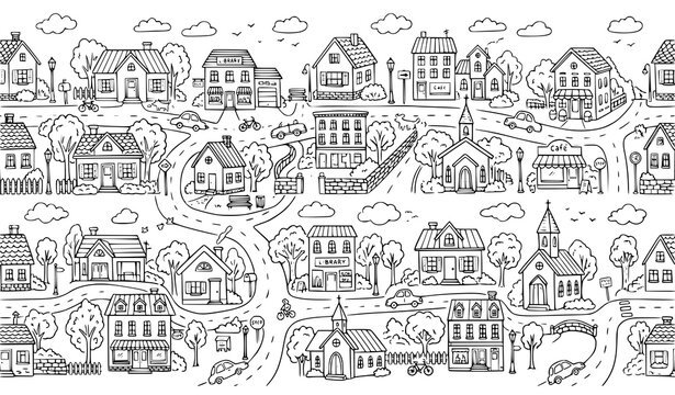 seamless pattern with houses