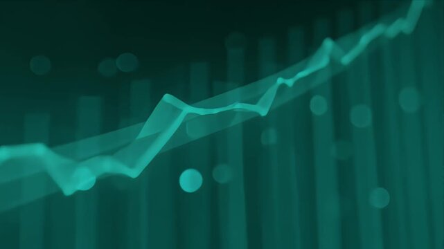 Finance growth chart graph stock market upward data analysis business abstract background with rising green line over bar graph showing market trend investment statistic concept digital chart