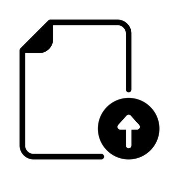 File upload icon in flat style for sending documents to cloud data storage.
