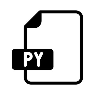 PY file type icon in flat style representing python programming language code.