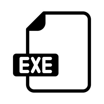 EXE file type icon in flat style representing executable software applications.