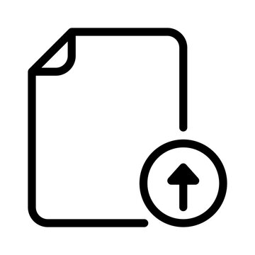 Cloud upload document icon designed in a minimal file type line style