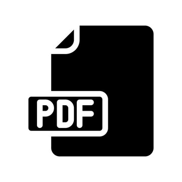 Portable PDF format file icon in a minimalist solid style