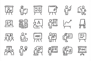 Fototapeta premium Teaching Icon Collection For Online Learning, School Lessons, And Course Design