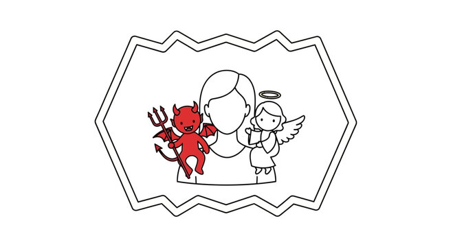 Angel and Devil Advisors, Good vs Evil Choice, Decision Making Concept