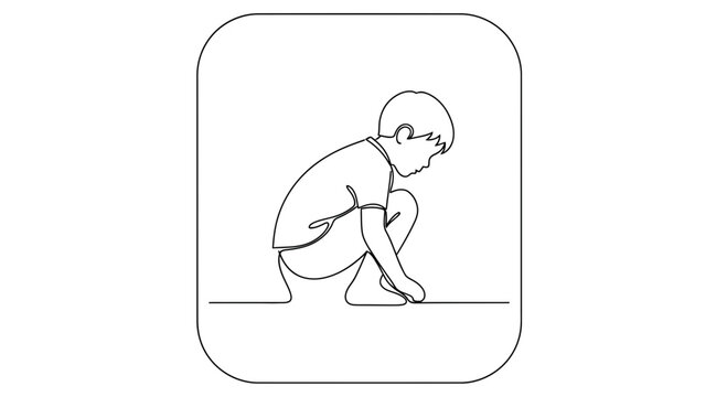 boy crouching down, child squatting