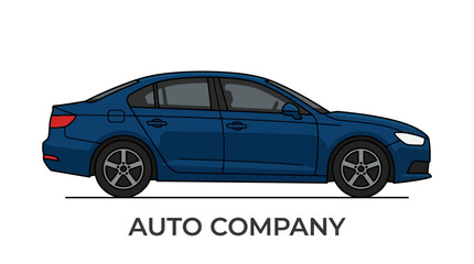 Fototapeta premium Blue sports car side view illustration for auto company design