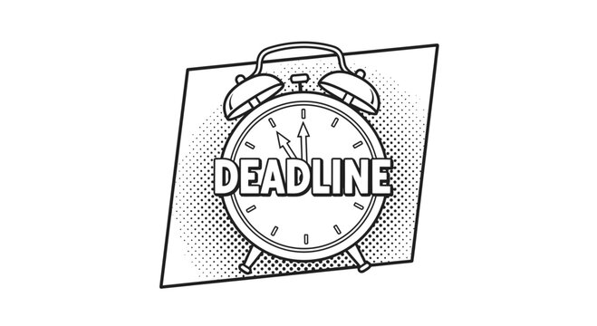 Alarm clock displaying "DEADLINE" word, time management concept, urgency