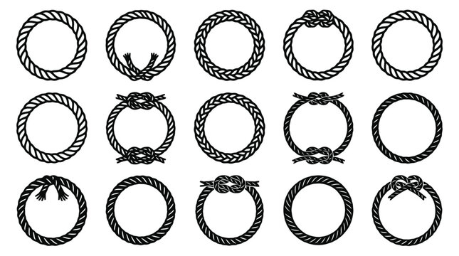 Collection of rope circle design elements.