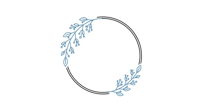 blue floral wreath frame