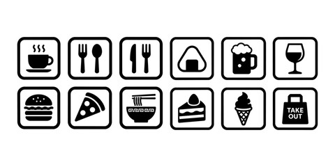 Food and Cafe Pictogram Icon Set Collection