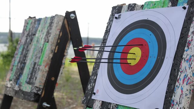 Arrows hitting center of an archery target
