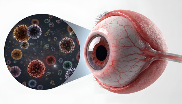 Eye Infection and Microorganisms Concept