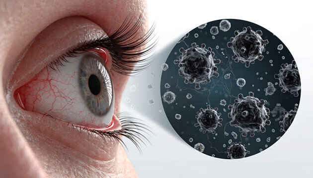 Eye Infection and Microorganisms Concept