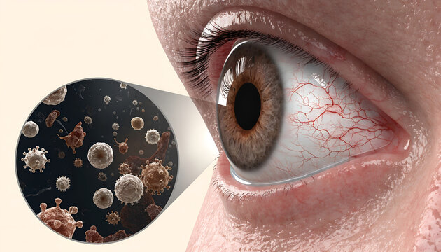 Eye Infection and Microorganisms Concept