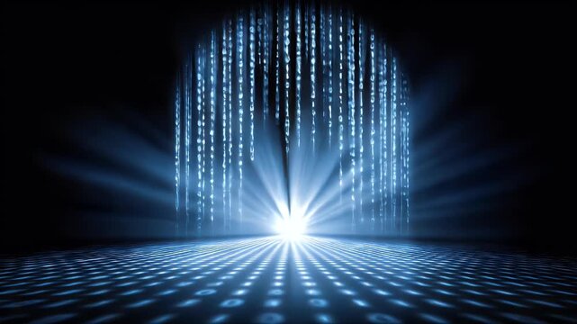 Abstract digital display illustration with lines and light