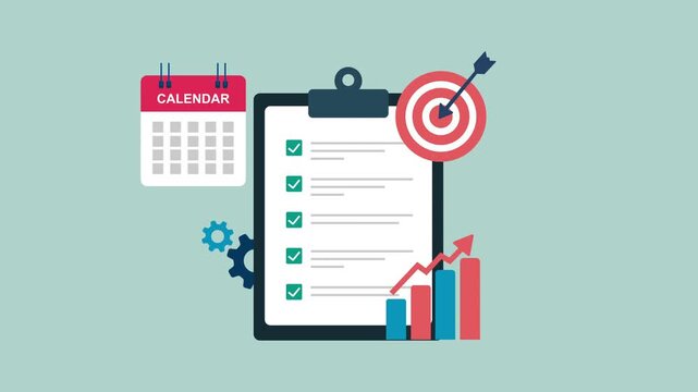 Business Goals Achievement and Growth 2d Animation with Alpha Matte