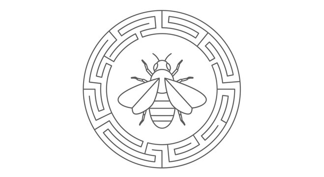 bee in greek fret pattern circle