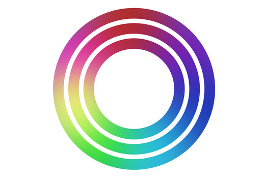 Abstract Rainbow Gradient Concentric Circle Rings Isolated on Transparent Background