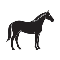 Fototapeta premium Black horse silhouette on a white background simple graphic design