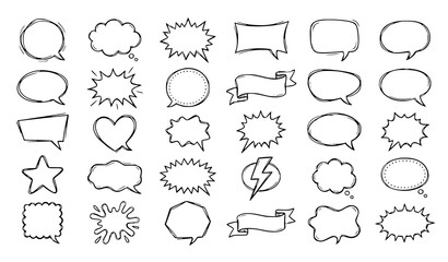 Fototapeta premium set of hand drawn speech bubbles