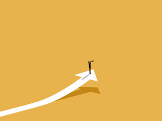 visionary businessman stands on trajectory changing chart, pointing upwards © Yoona