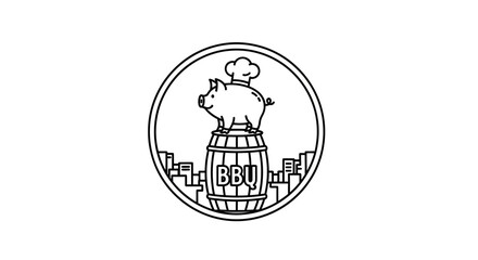 Obraz premium bbq pig logo, barbecue emblem