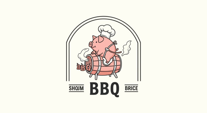 bbq pig logo chef hat