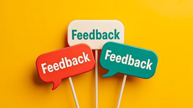 Colorful feedback speech bubbles representing customer review and opinion concept
