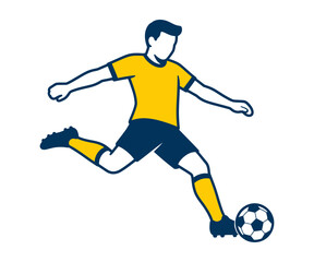 Obraz premium Soccer Player Dribbling Ball Flat Vector Illustration