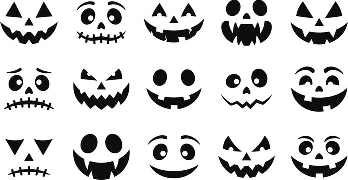 Black and white of various animal faces and heads